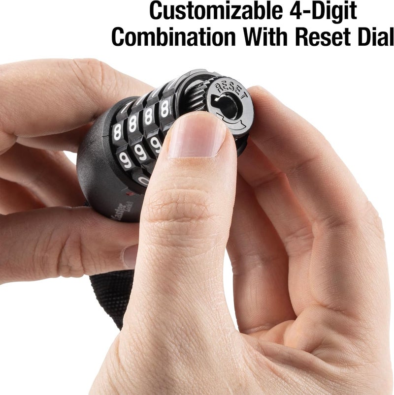MasterLock 3ft Long x 5/16in (8mm) Diameter Hardened Steel Chain with Integrated Resettable Combination Lock - Image 2